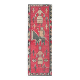 Vintage Turkish Hand-Knotted Wool Cotton Pink Runner Rug 85x260