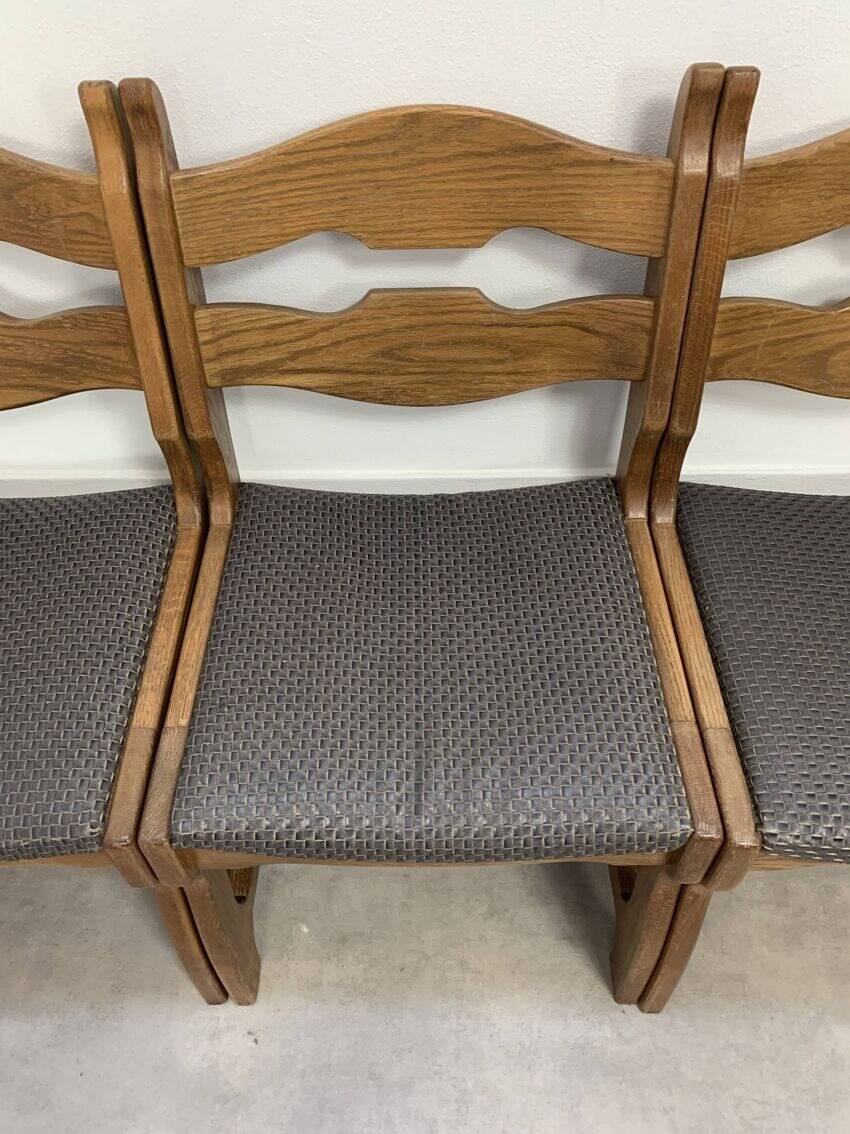 6 vintage solid wood brutalist chairs
