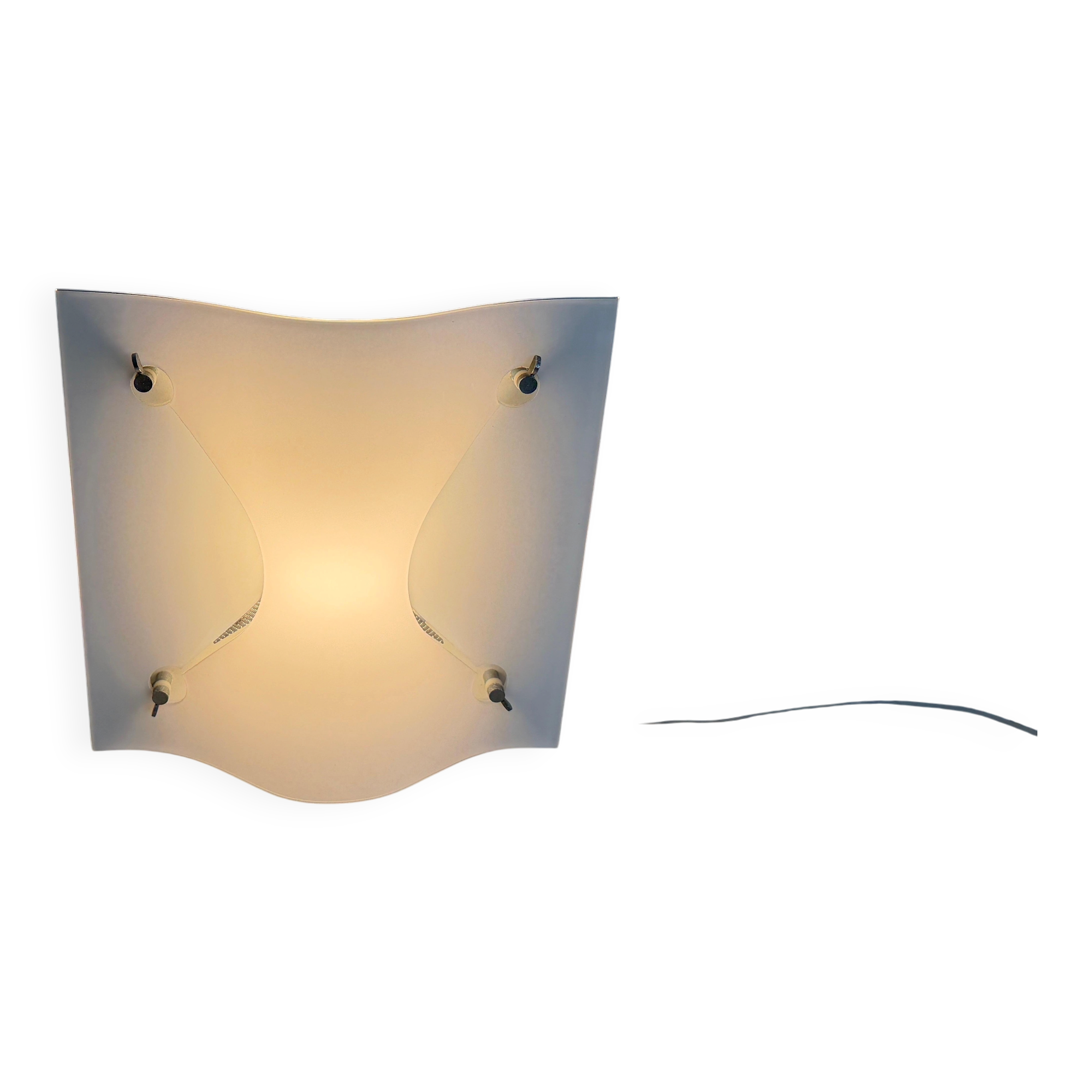 Simple wall light in opal glass with a square design, 1970s, Italy.