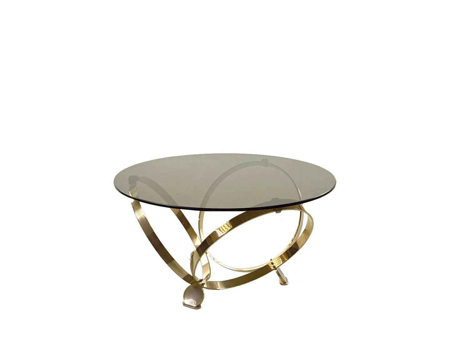 Knut Hesterberg round coffee table in brass with smoked glass