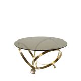 Knut Hesterberg round coffee table in brass with smoked glass