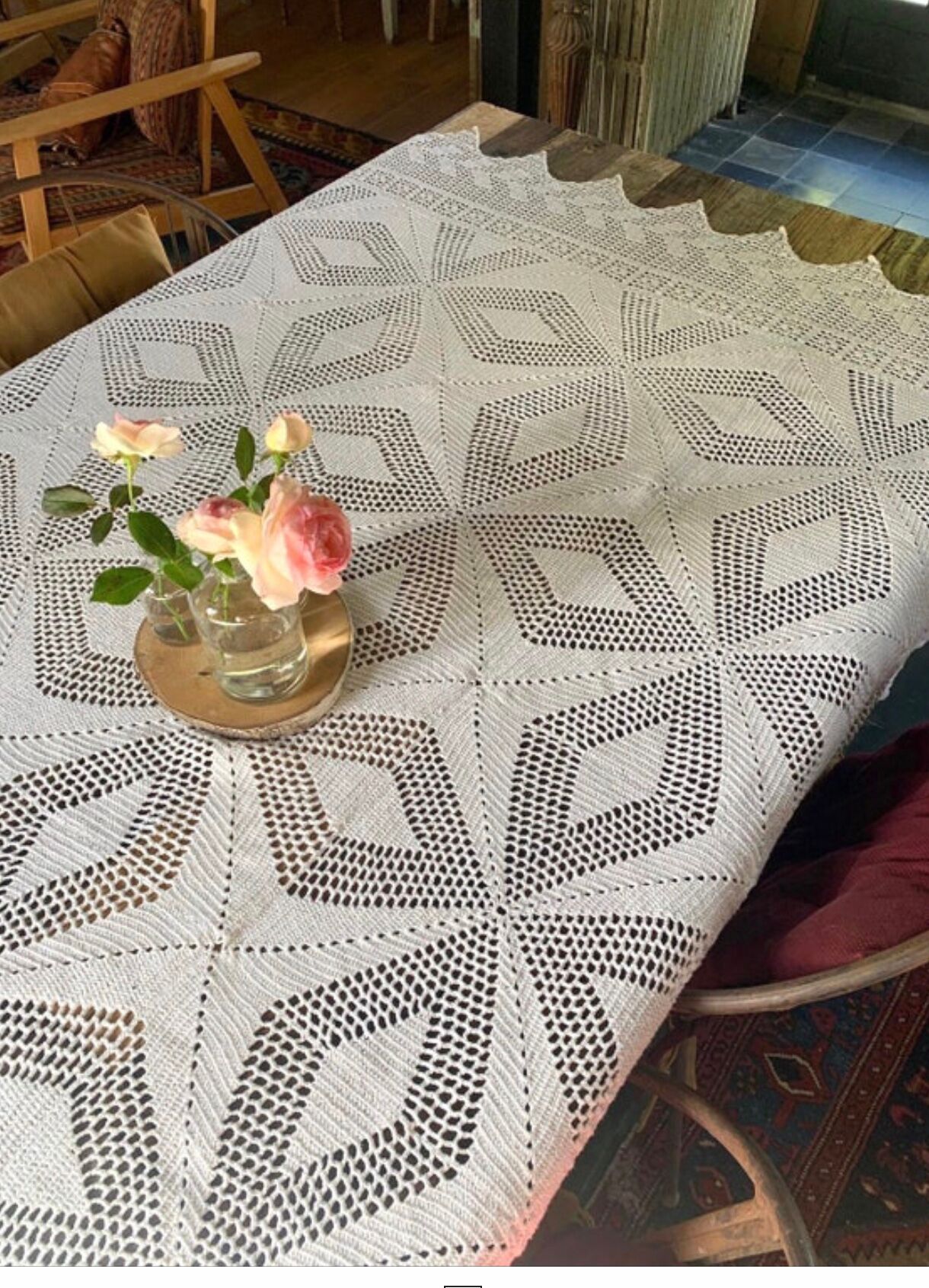 Vintage crochet bedspread