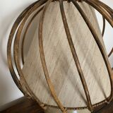 Stoneware lamp - rattan shade