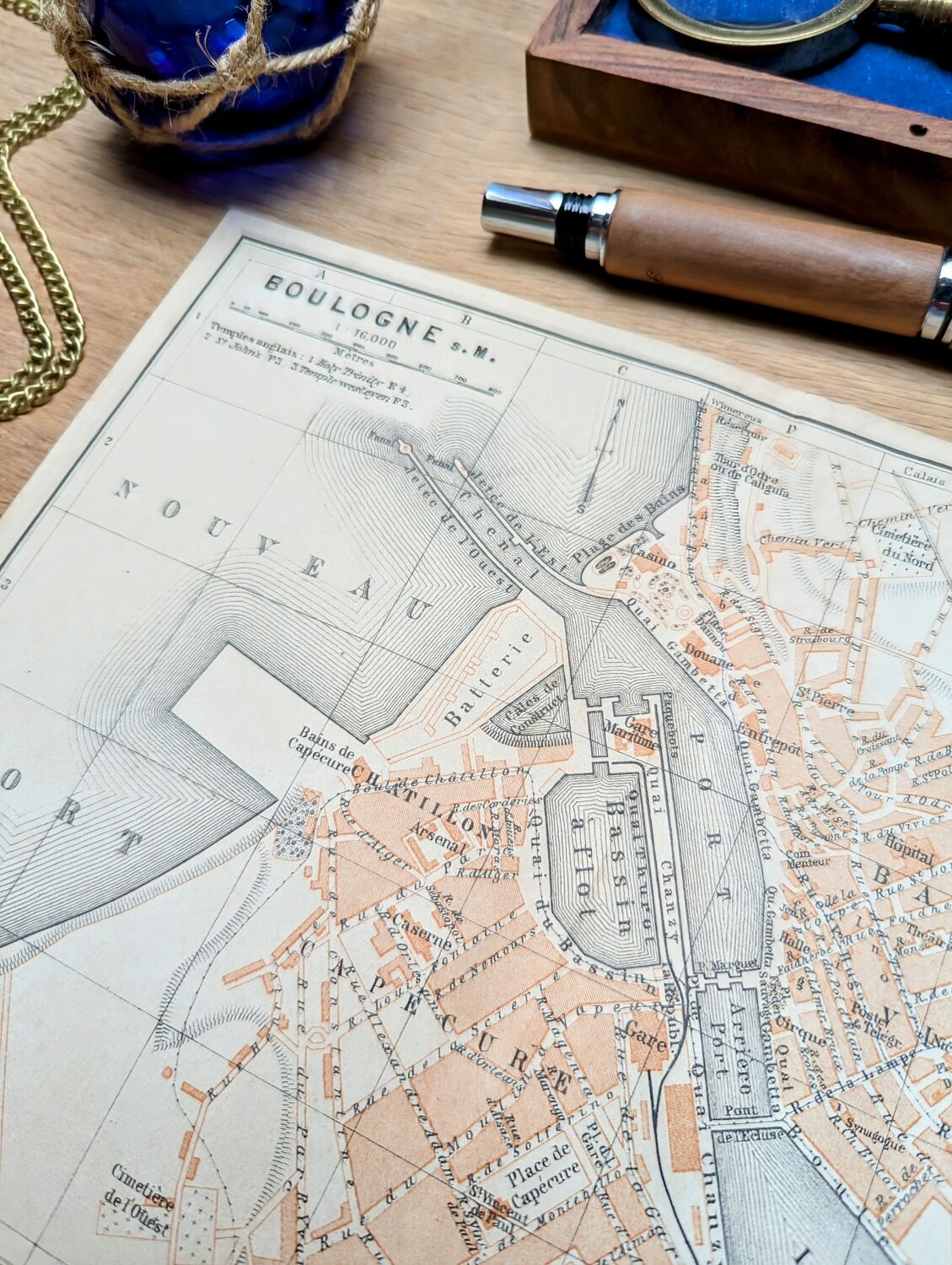 Printed in 1902, Map of Boulogne-sur-Mer, Pas-de-Calais.