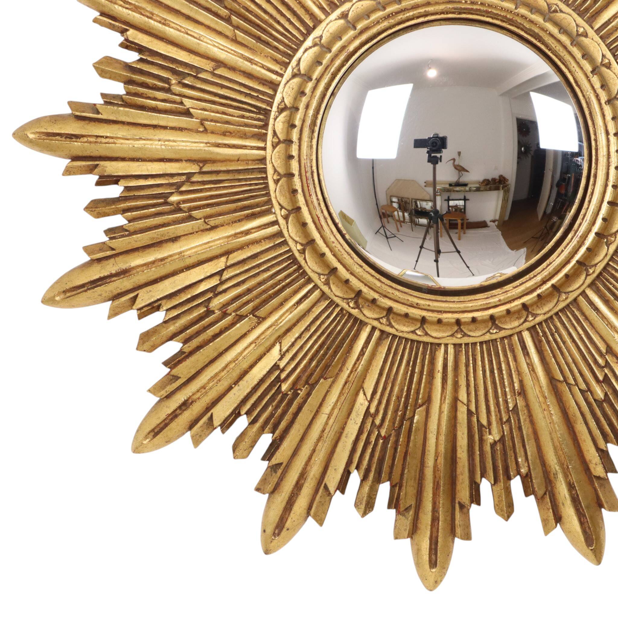 Gold Leaf Sunburst Mirror (Resin, 56cm)