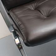 Fauteuil en cuir Drabert marron foncé des années 1970