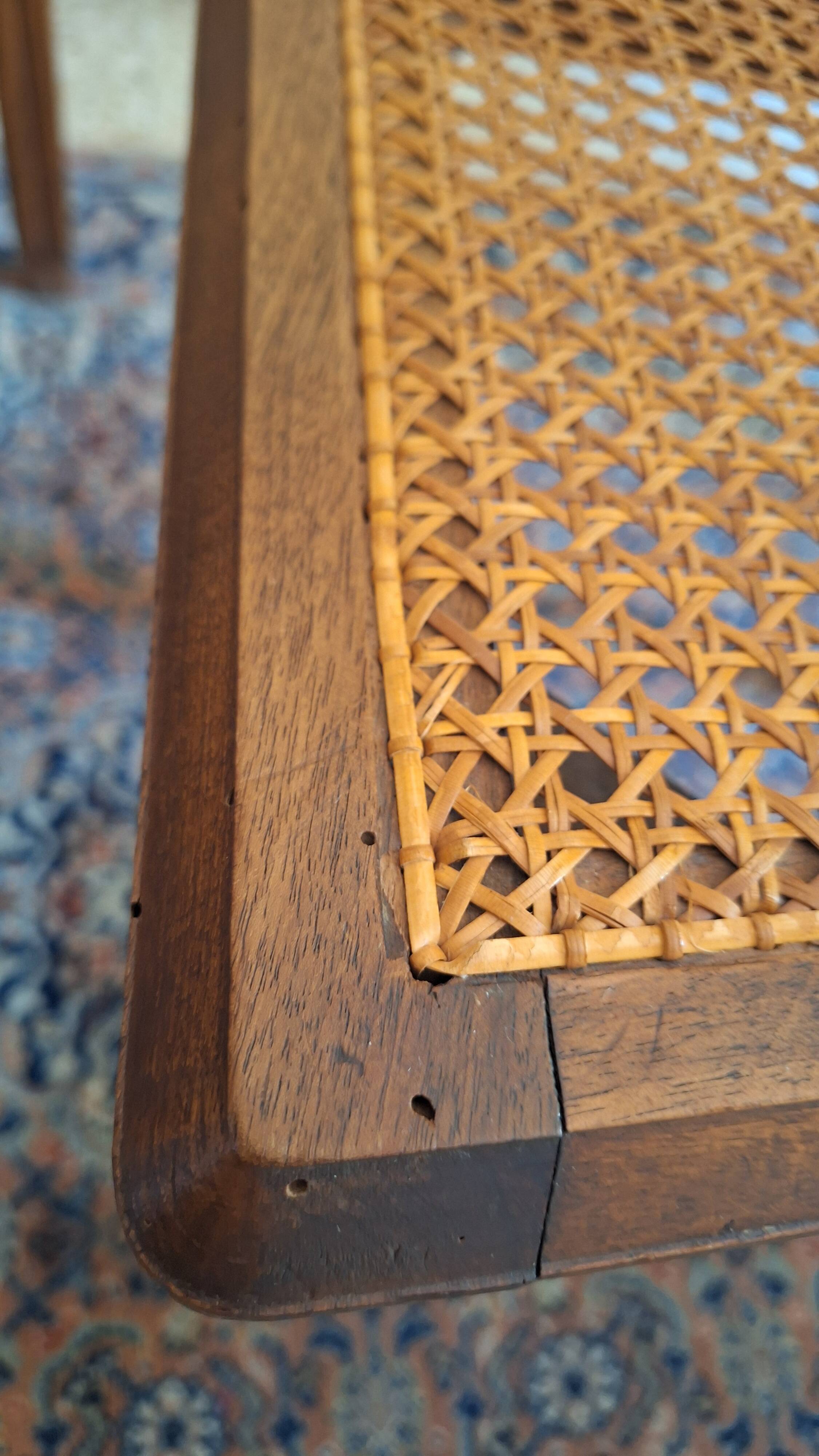 Set of 6 beautiful caned chairs in solid walnut Art Deco style.