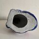 Large Vintage Chinese Blue and Pink Floral Ceramic Cat
