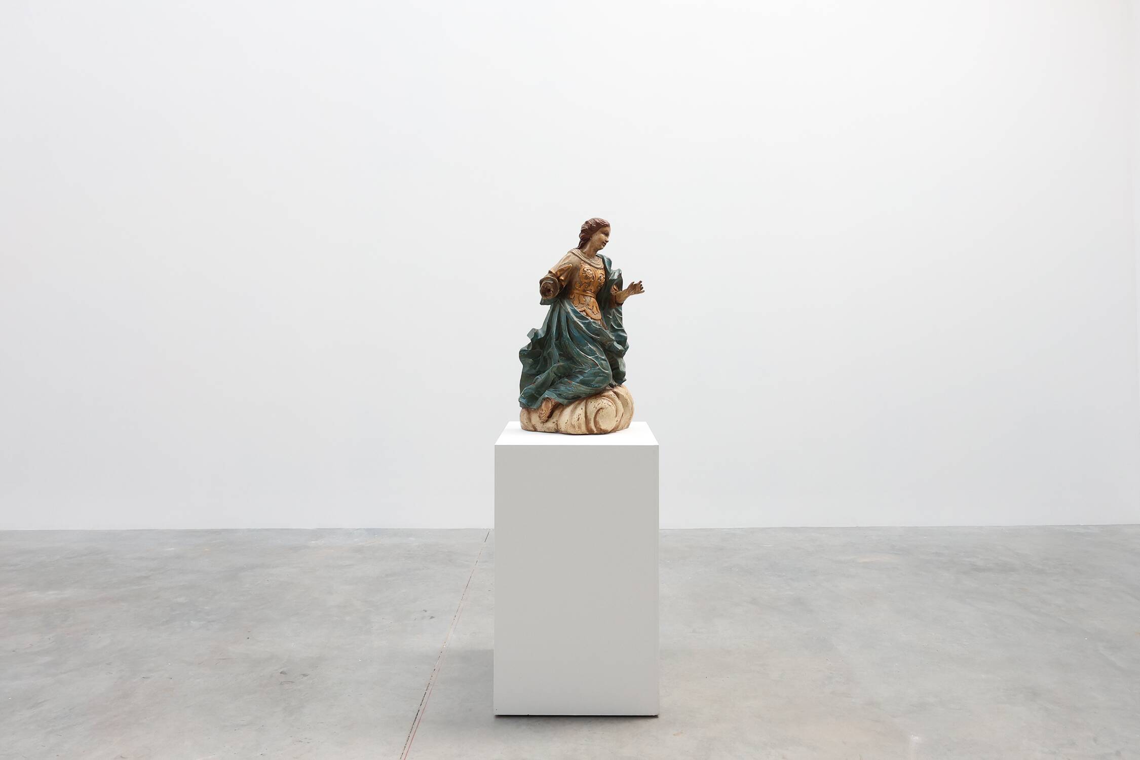 French 18th Century Religious Statue of the Virgin Mary on a cloud