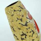 Mid century fat lava vase es-keramik wgp brown beige glaze red leaf pattern