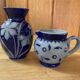 Lot deux petits vases gres d'alsace betschdorf schmitter décor floral