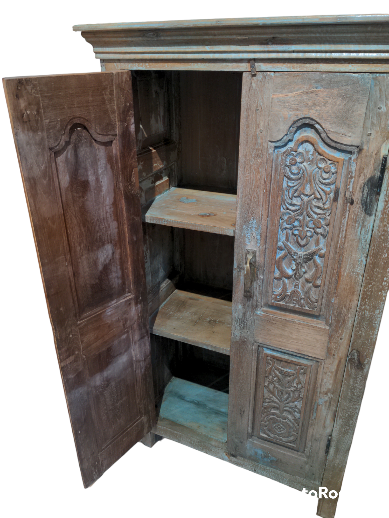 Carved teak cabinet