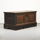 Very large painted folk art rustic farmhouse bridal chest / dresser