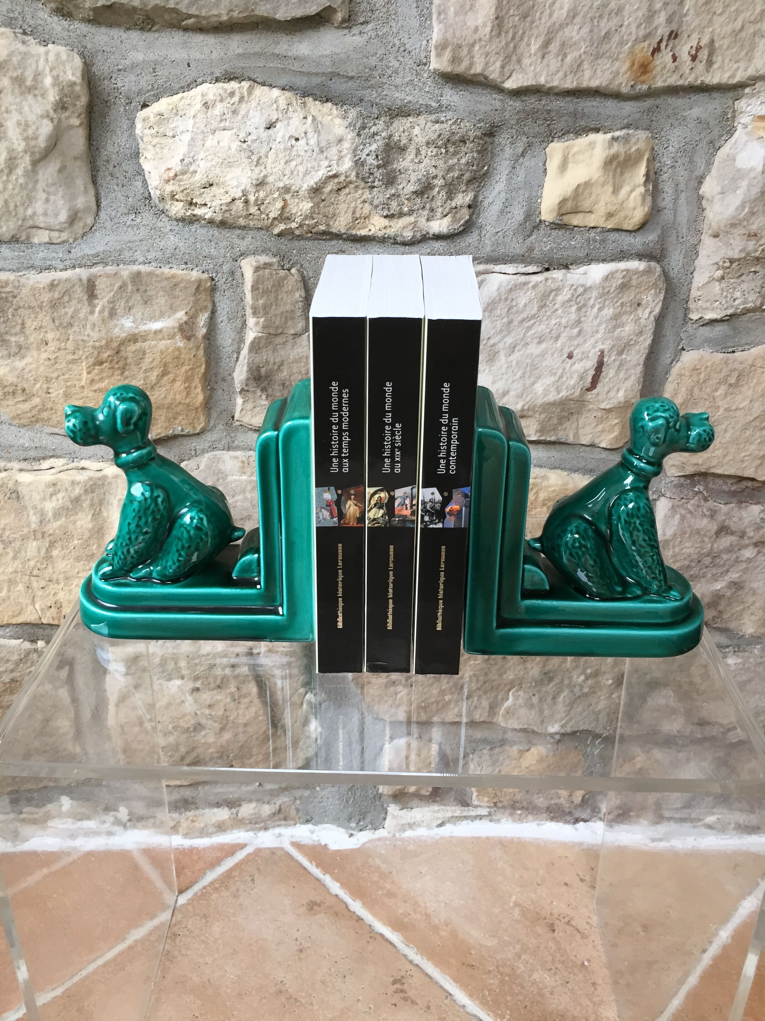 Pair of greenhouse books in the shape of dogs Art Deco