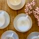 Set of 8 vintage cups and subcups, pastel Arcopal