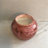 Old ceramic ball vase enamelled rose points vintage black points