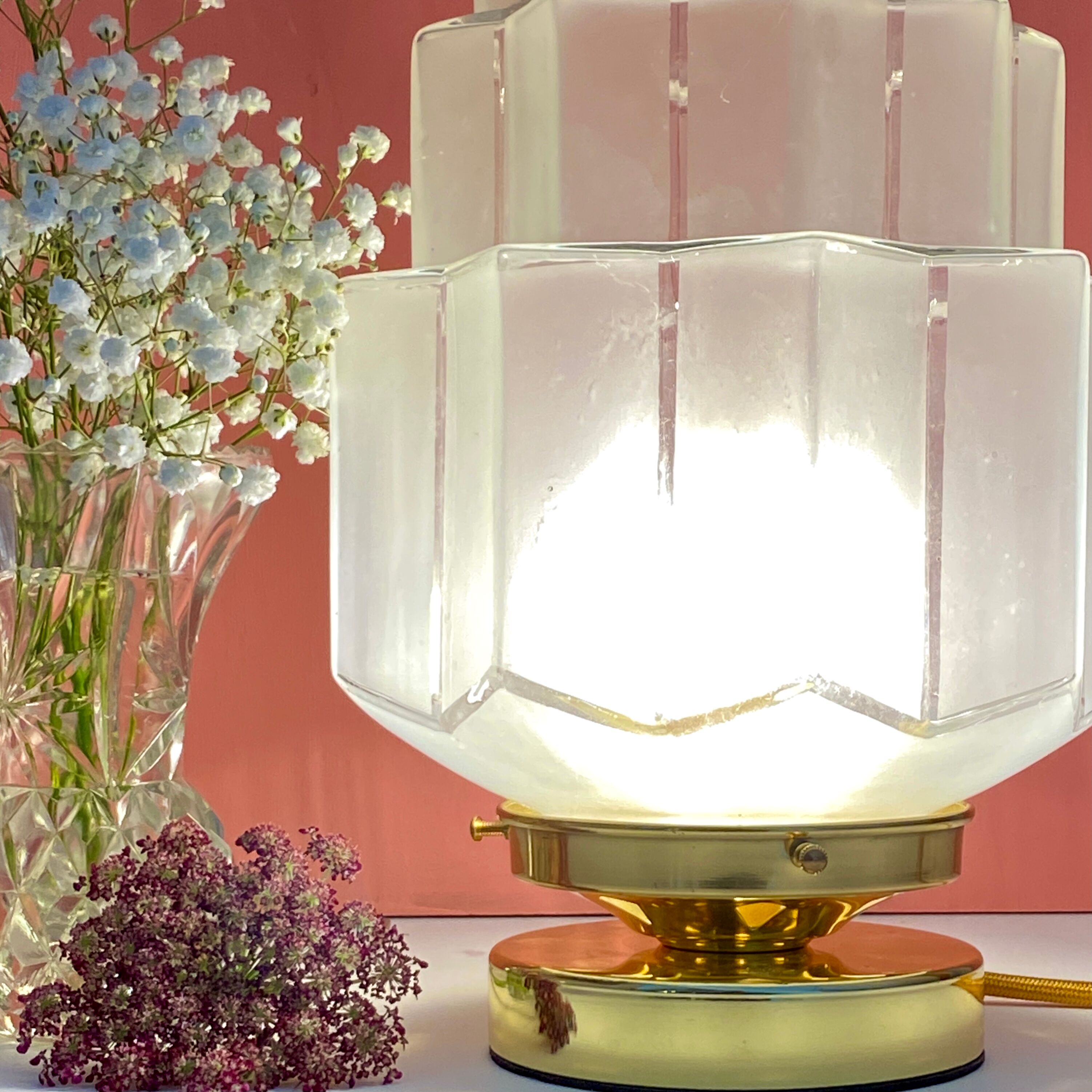 Table lamp globe building vintage art deco