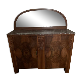 Wooden sideboard with mirror and marble top