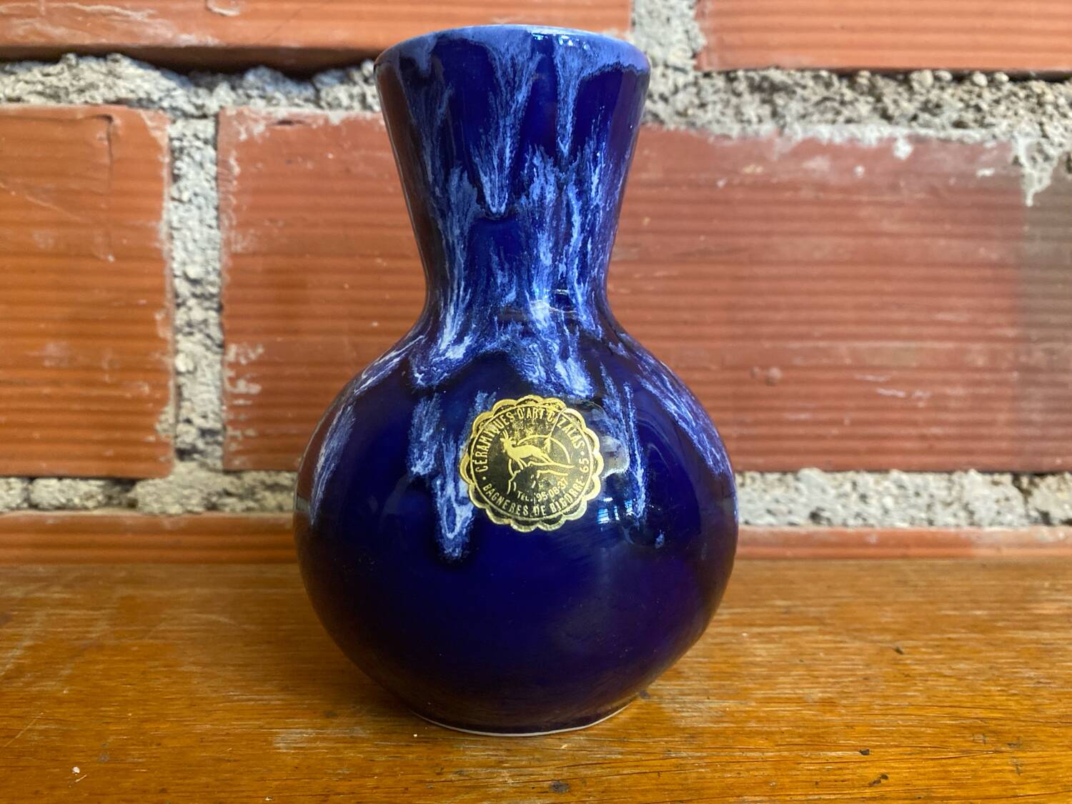 Vase ancien cazalas porcelaine bleue vintage