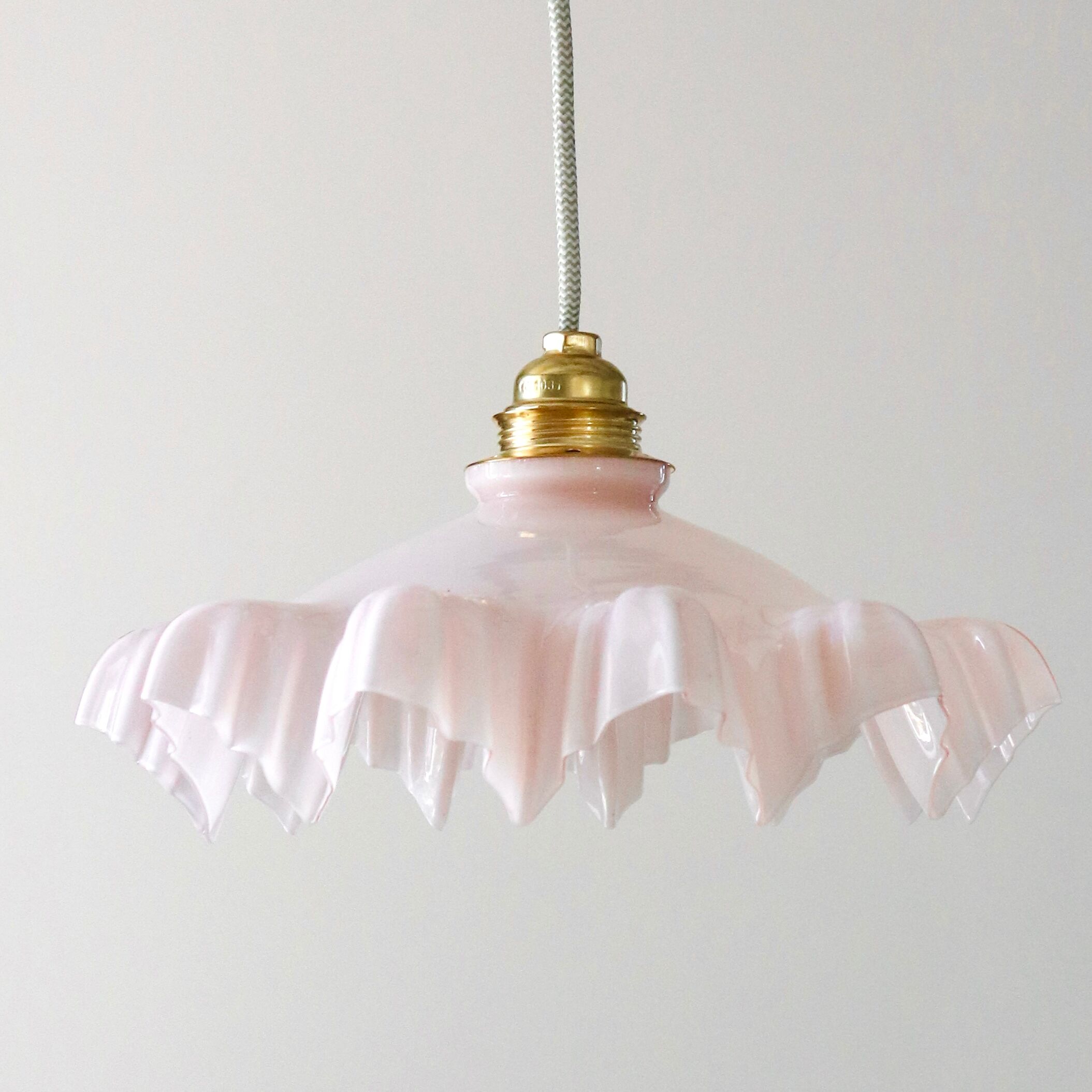 Pink draped glass pendant lamp
