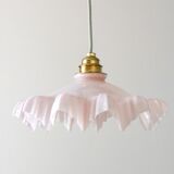 Pink draped glass pendant lamp