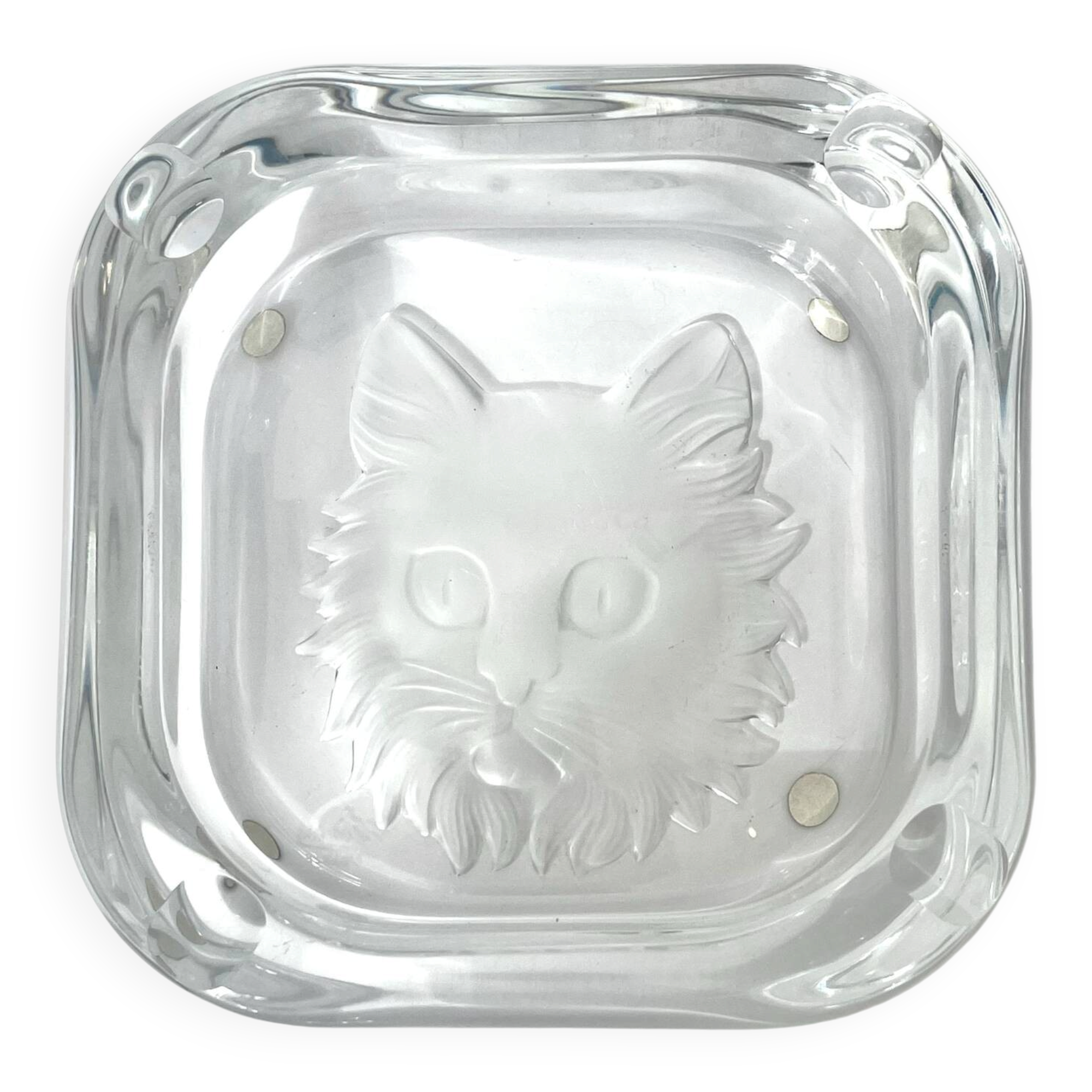 Cendrier chat, cristal de Sèvres, France
