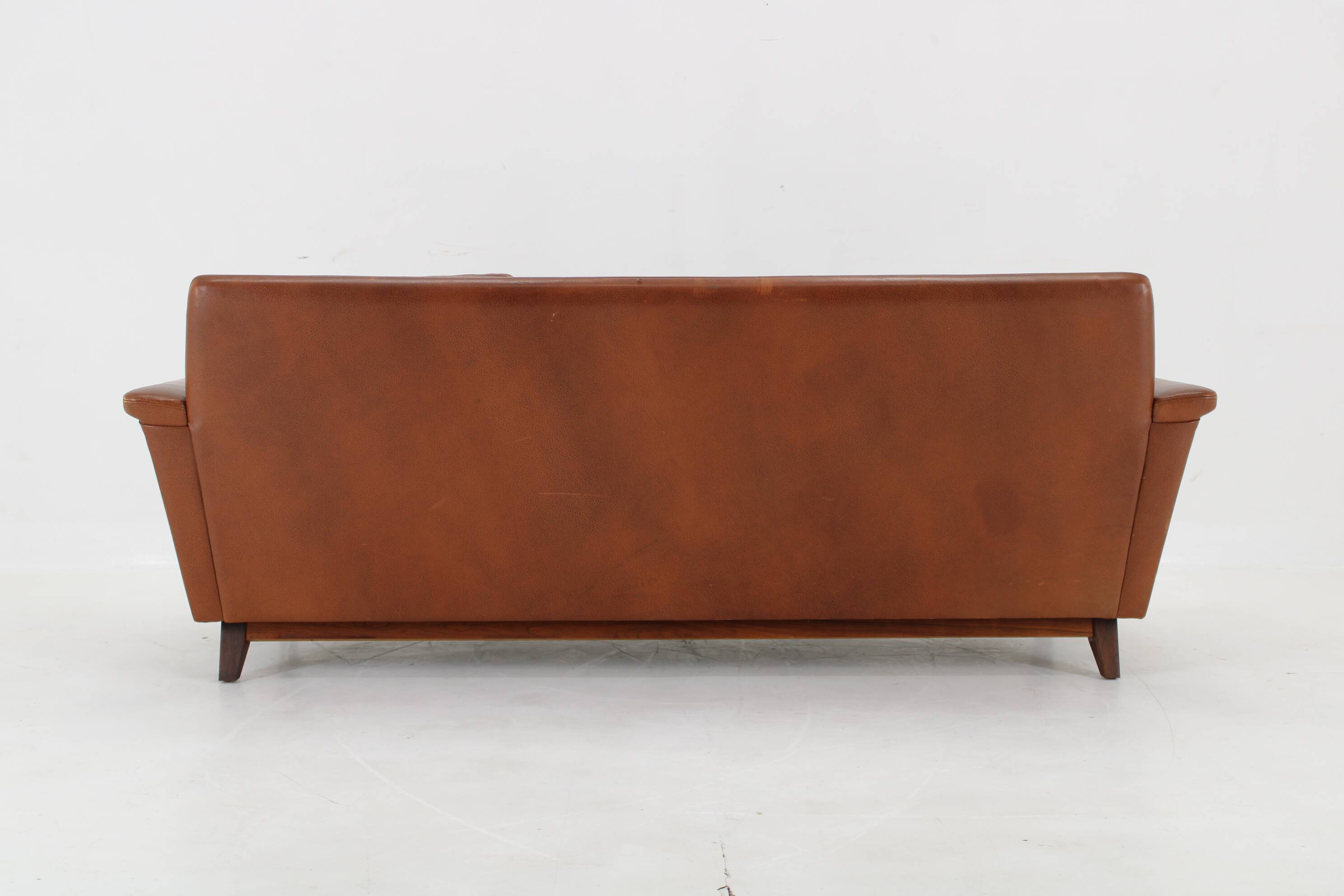 1970s Brown Leather 3-Seater Sofa, Denmark