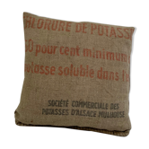 Coussin en toile de jute Potasse d'Alsace 37x 37 cm