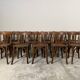 Set of 17 vintage bistro chairs in curved wood — striped seat, be