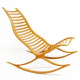 Sculptural 1960s Wishbone Rocking Chair In Oak By Robin Williams