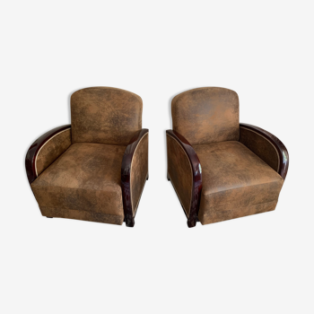 Paire de fauteuils club art deco