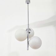 Chrome vintage chandelier with globes – 1970s modernist design