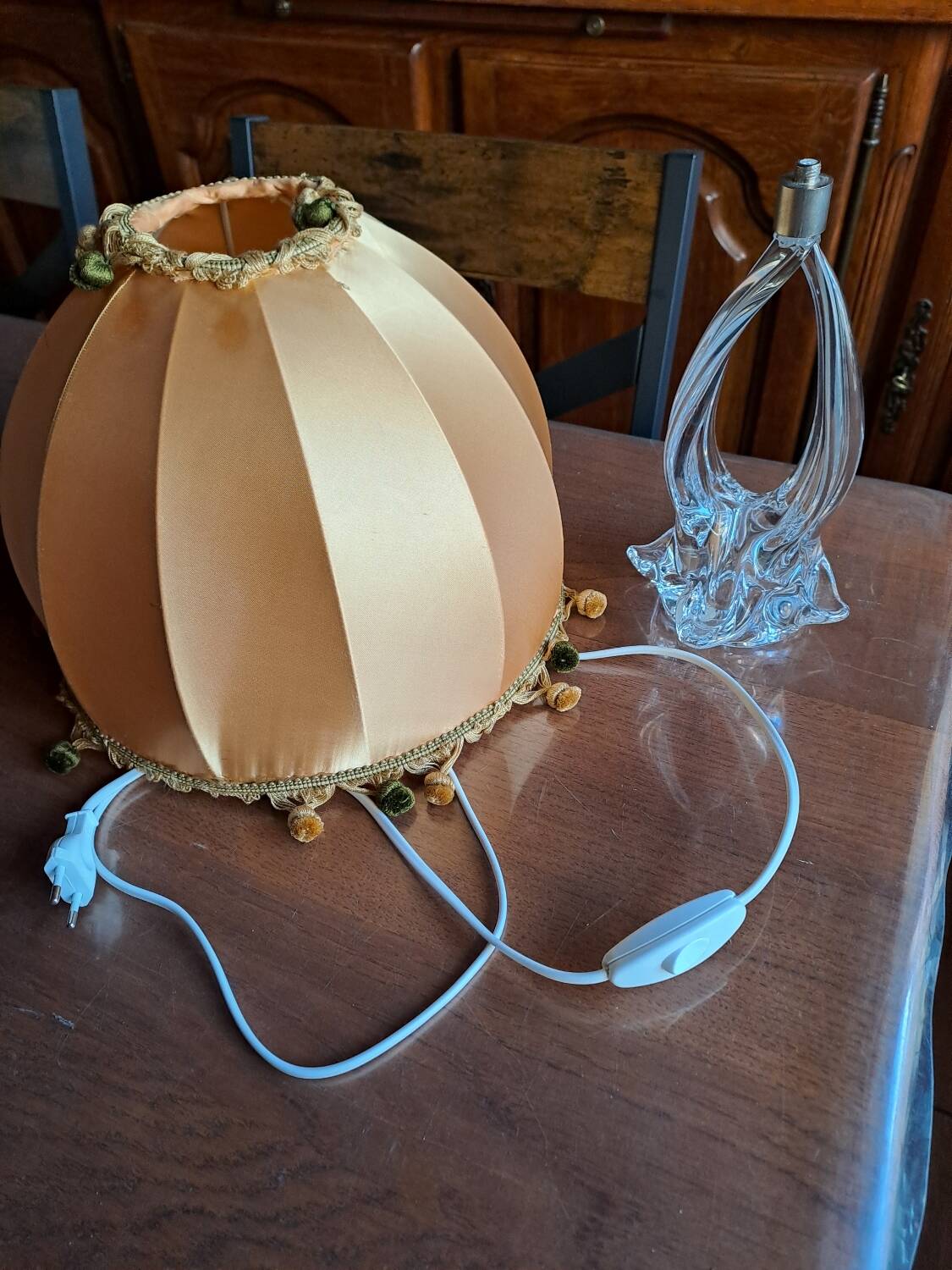 Vintage lamp with a crystal base