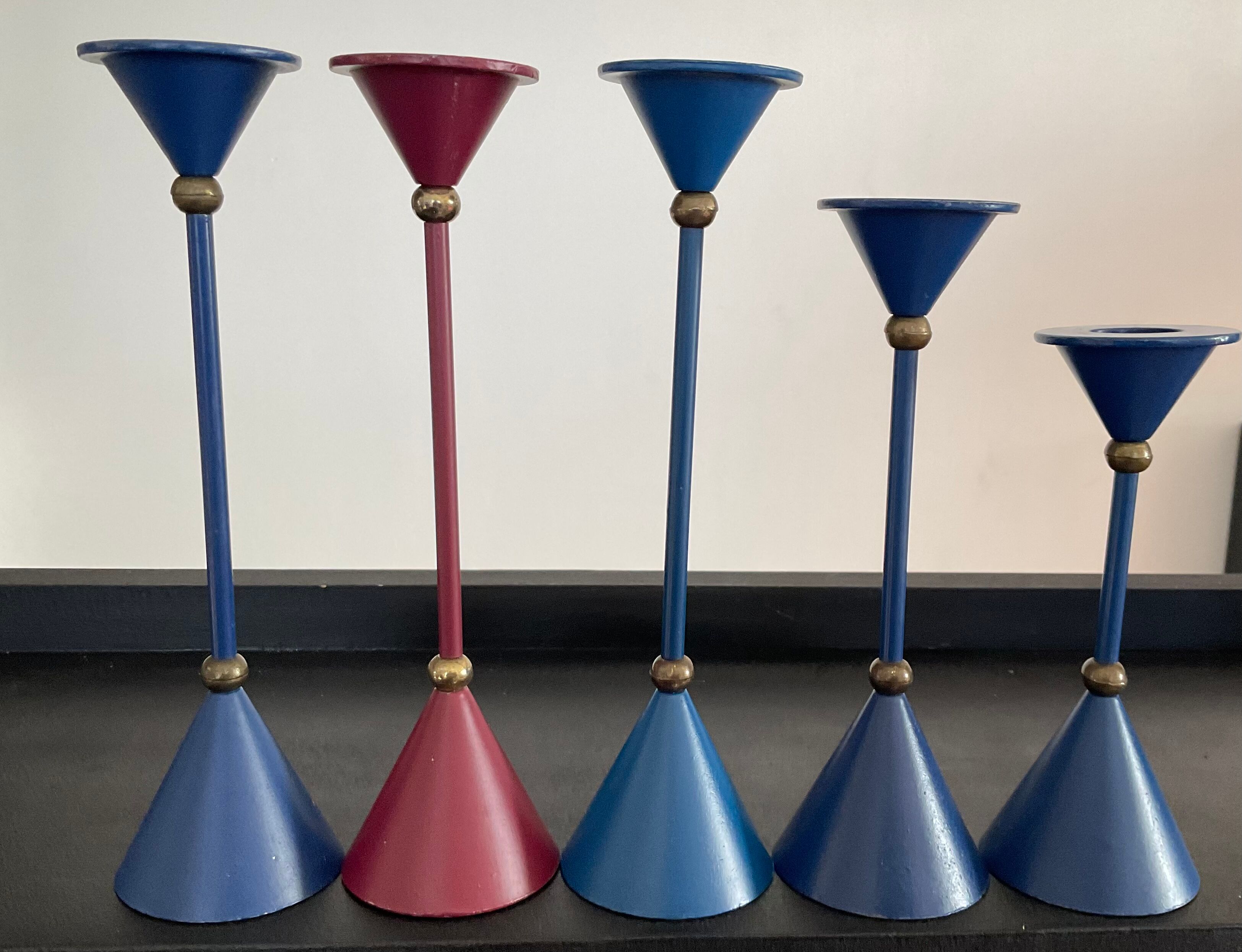 Série de 5 bougeoirs vintage des années 80