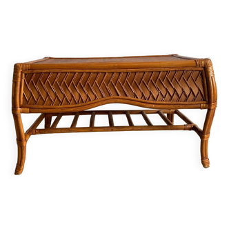 Vintage rattan and bamboo coffee table