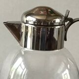 Art Deco carafe in silver metal and blown glass