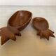 Pair of wooden pineapple trinket trays