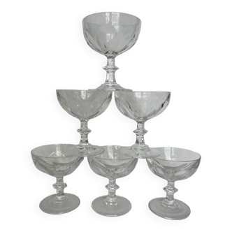 6 cut crystal champagne glasses