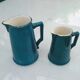 Duo de brocs bleu canard Digoin Sarreguemines