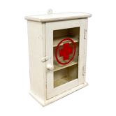 Armoire à pharmacie vintage porte vitrée croix rouge