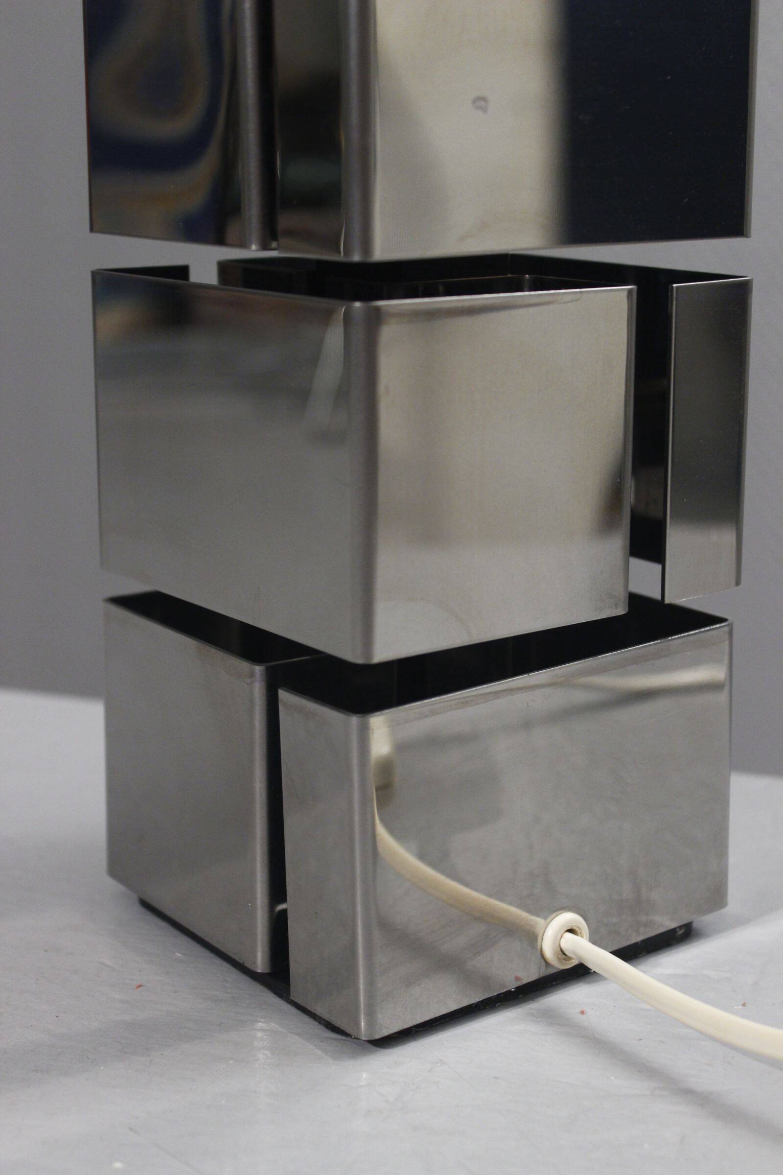 Curtis Jere vintage design lamp base "Building" chrome steel 1970s