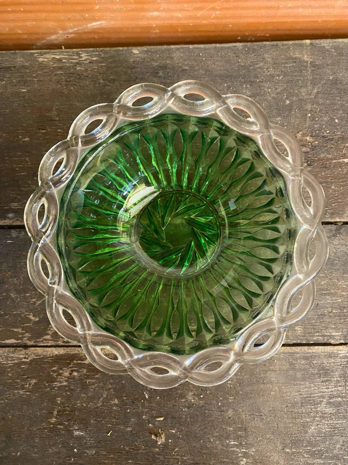 Pair of bol coupe fruit antique fostoria colony twisted green glass +