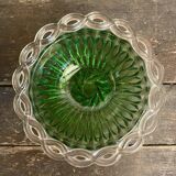 Pair of bol coupe fruit antique fostoria colony twisted green glass +