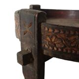 Large Antique Indonesian / Indian Carved Round Chakki Table