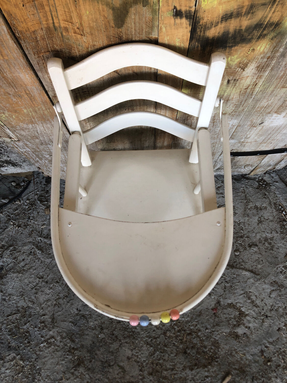 High chair bebe baumann vintage white wood