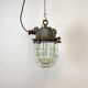 Grey cast iron industrial cage pendant light, 1970s