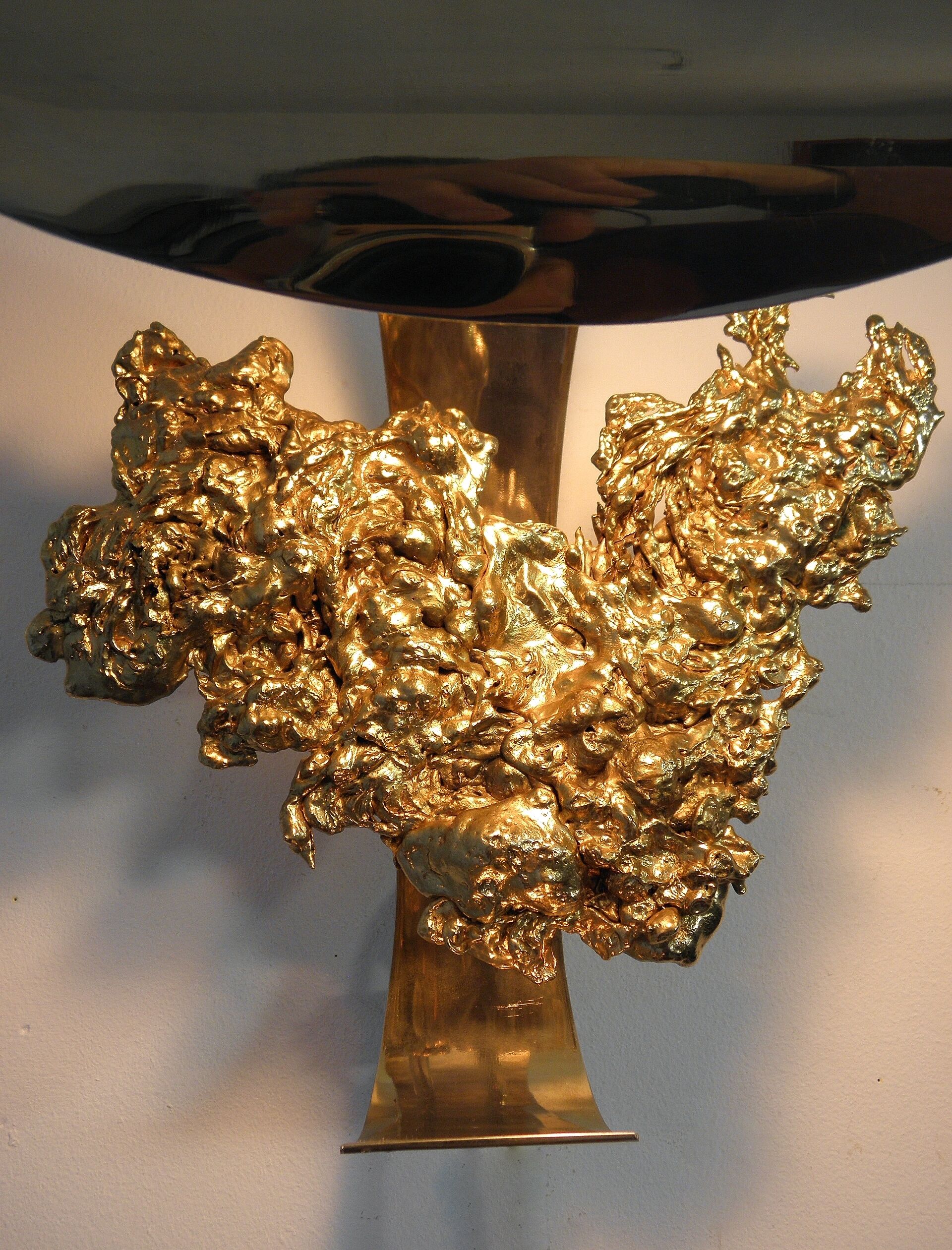 Gilded bronze and brass wall lamp, 1970