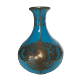 Vase balustre en opaline bleue