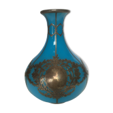 Vase balustre en opaline bleue