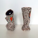 2 Vases of Vallauris in ceramic swaddled volcanic effect.